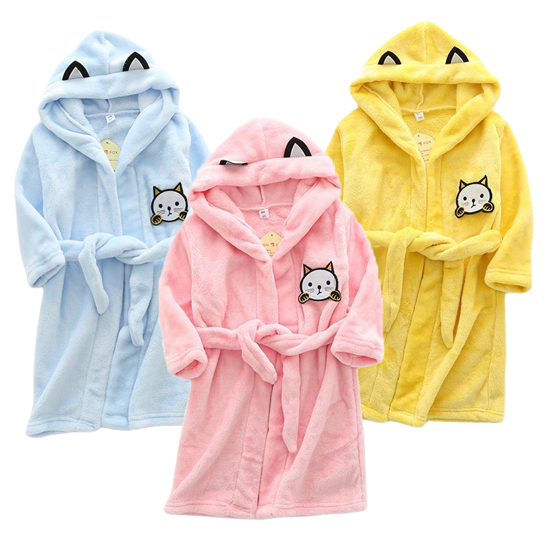 Winter Clothing Baby Boy - Jubah Kucing Kartun Anak-anak Jubah Mandi