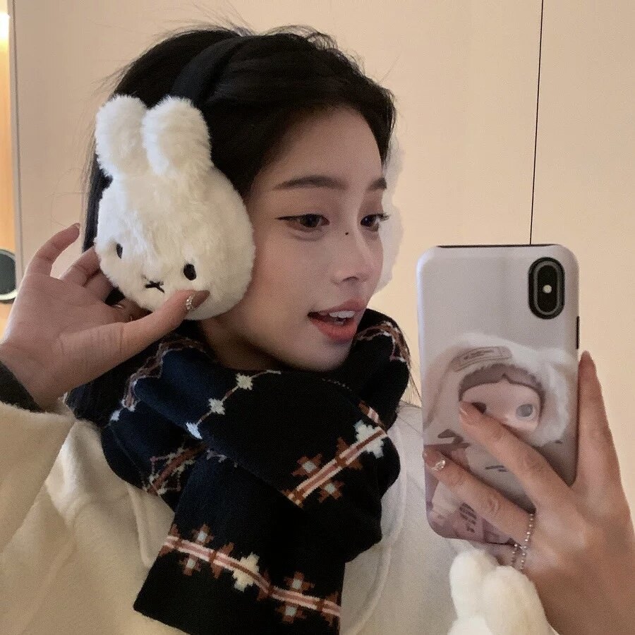 Winter Clothing Earmuffs - Penutup telinga berbentuk kelinci Miffy berwarna