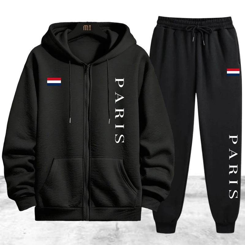 Winter Clothing Ideas - Setelan Olahraga Pria Paris Printing, Jaket