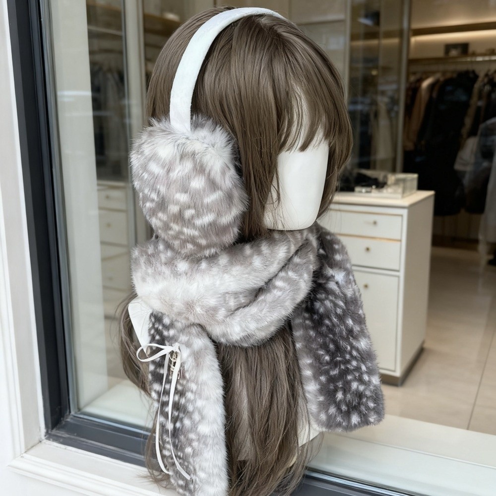 Ear Muff Foldable - Syal Motif Rusa Lucu, Penutup Telinga