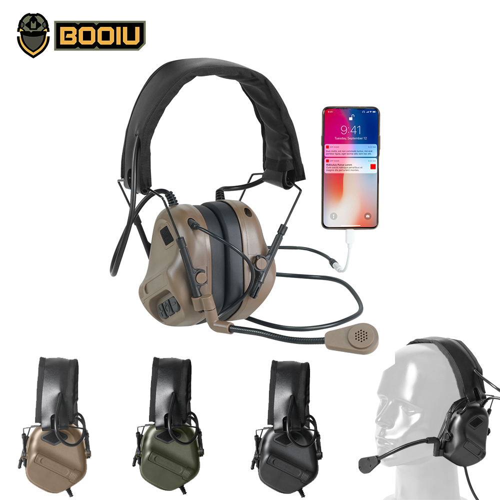 Ear Muff Foldable - BOOIU Headset Menembak Elektronik Taktis 3.5Mm