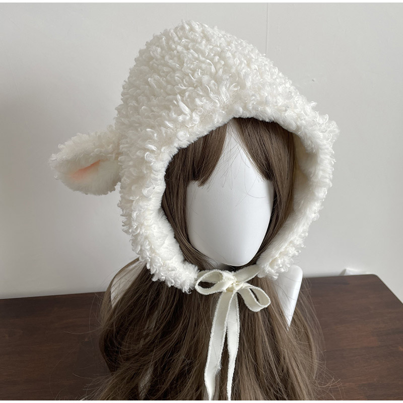 Winter Clothing Earmuffs - Topi Domba Bulu Putih Musim Dingin
