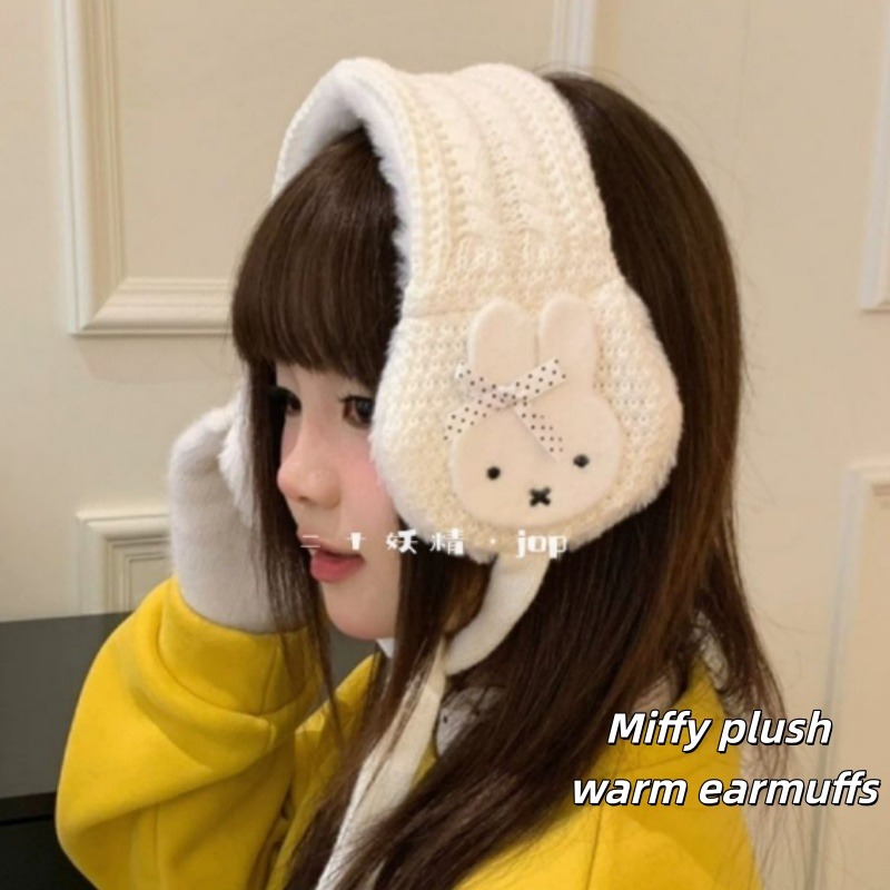 Winter Clothing Earmuffs - Penutup Telinga Rajut Miffy untuk Wanita,