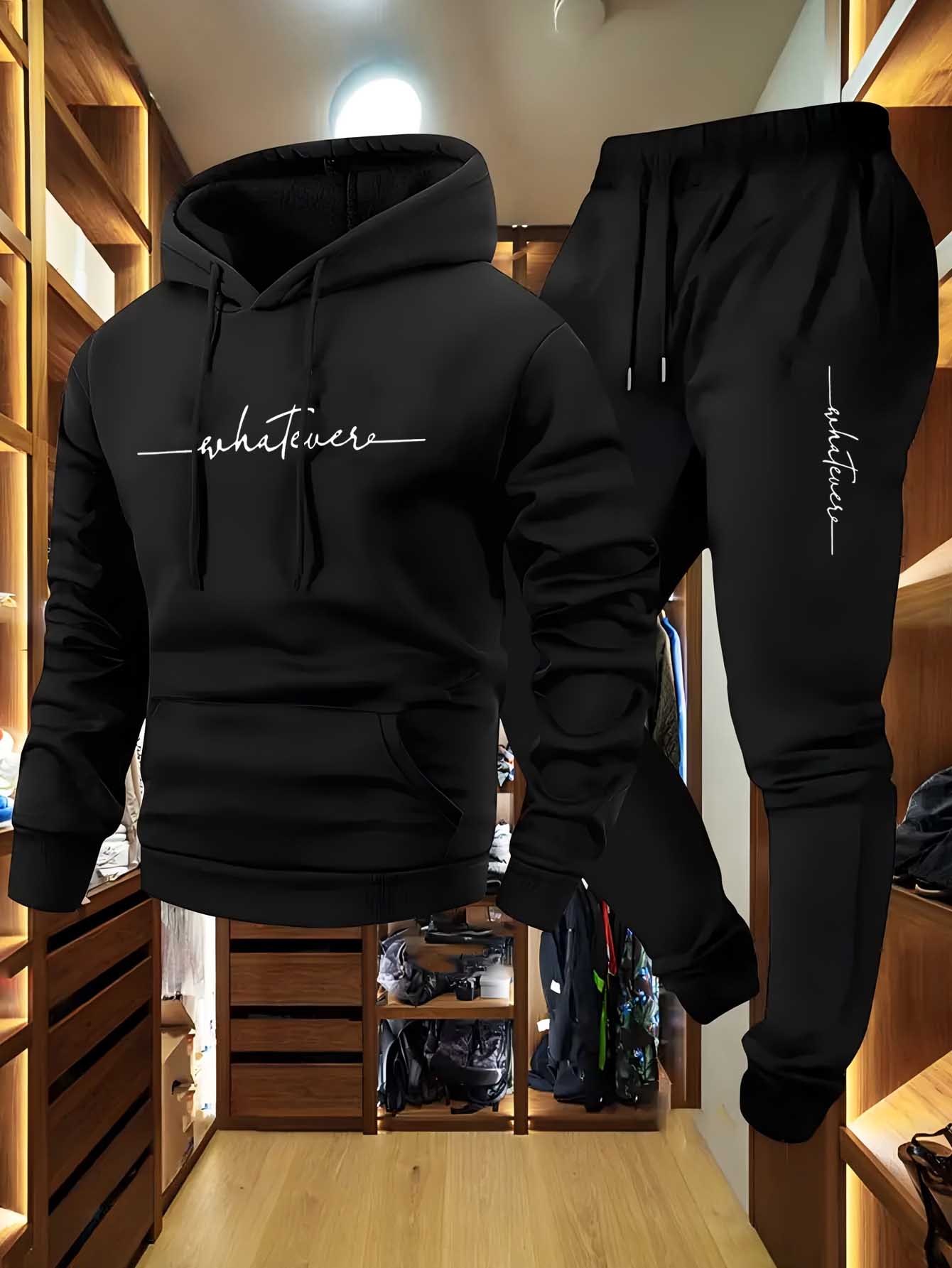 Winter Clothing Trends - Setelan Olahraga Fleece 2-Potong untuk Pria