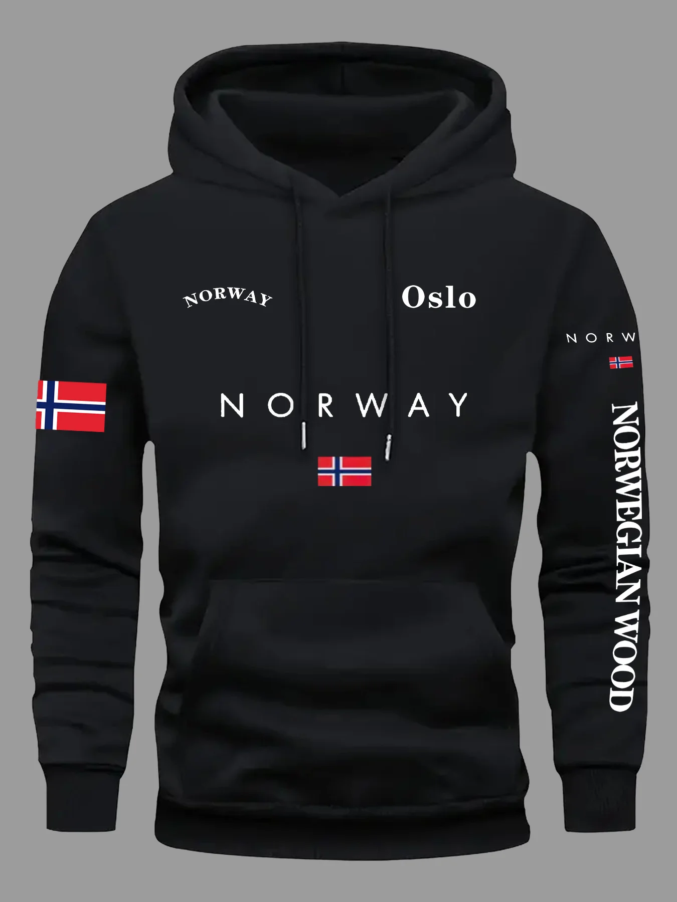 Hoodie dengan Motif Bendera No - Winter Clothing Norway ulasan dan harga