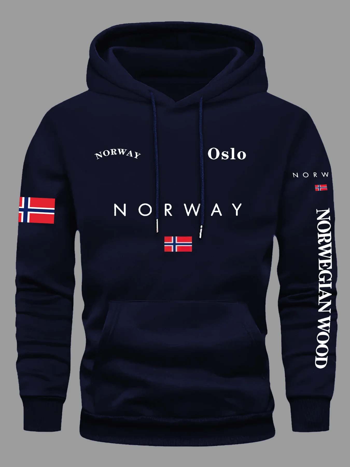 Hoodie dengan Motif Bendera No - Winter Clothing Norway ulasan dan harga