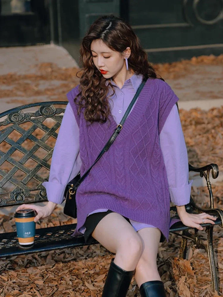 Rompi Ungu Kerah V Sweter Wani - Winter Clothing Trends ulasan dan harga