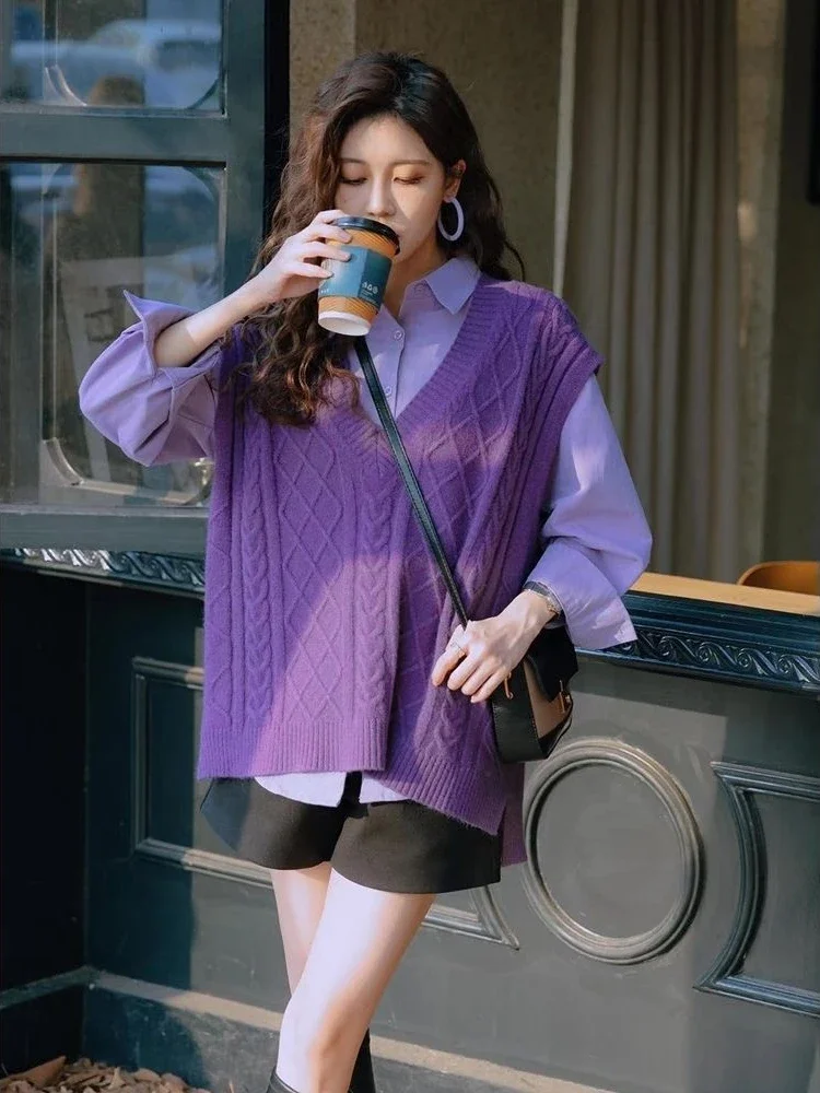 Rompi Ungu Kerah V Sweter Wani - Winter Clothing Trends ulasan dan harga
